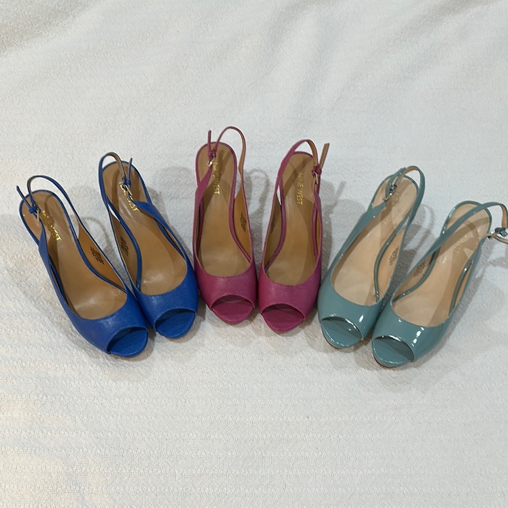 Lot of 3 Elegant Women's Slingback Peep Toe Heels